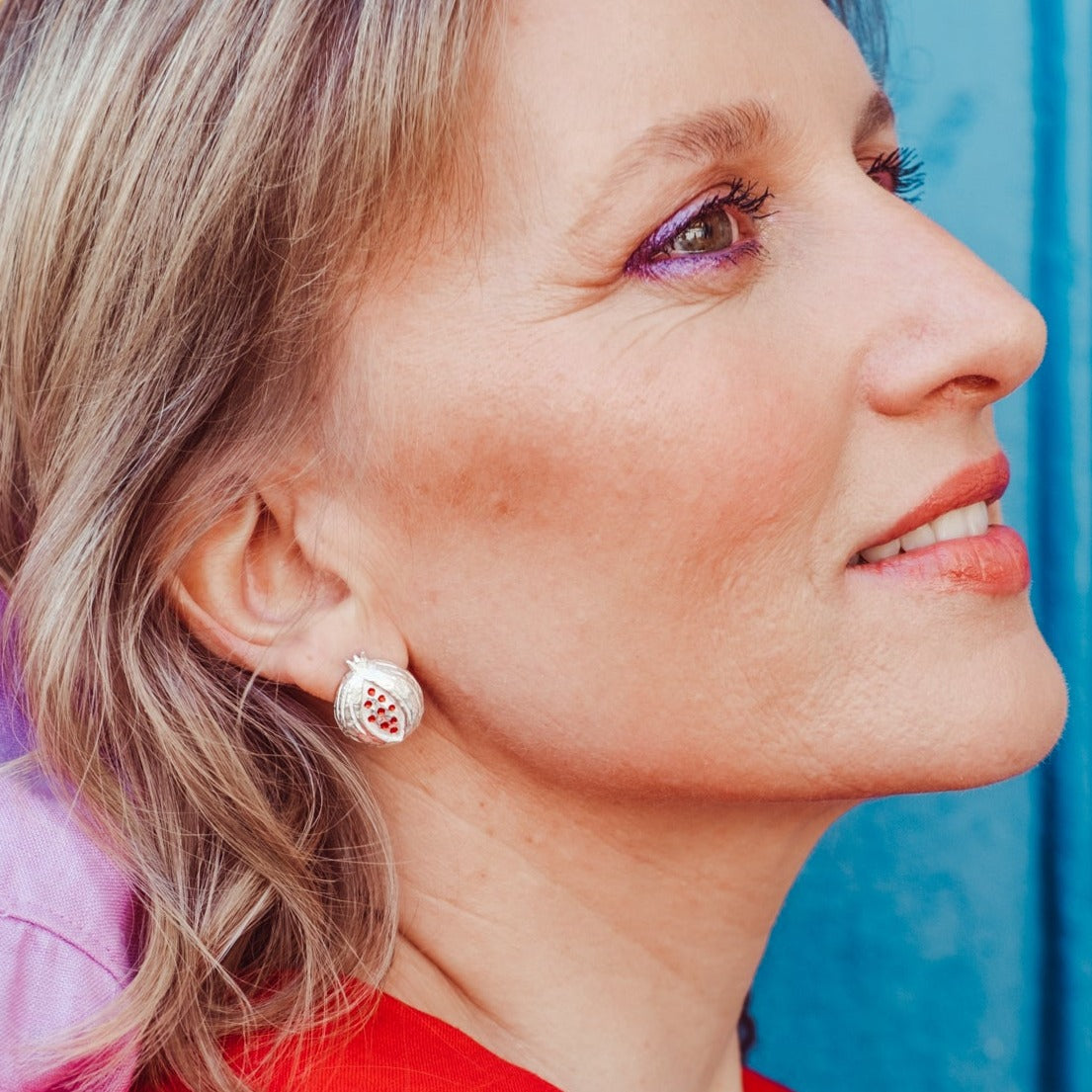 Natureza Asymmetrical Pomegranate Earring (single earring)