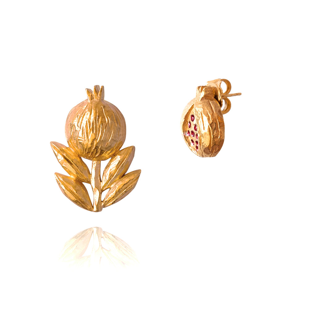 Natureza Asymmetrical Pomegranate Earring (single earring)