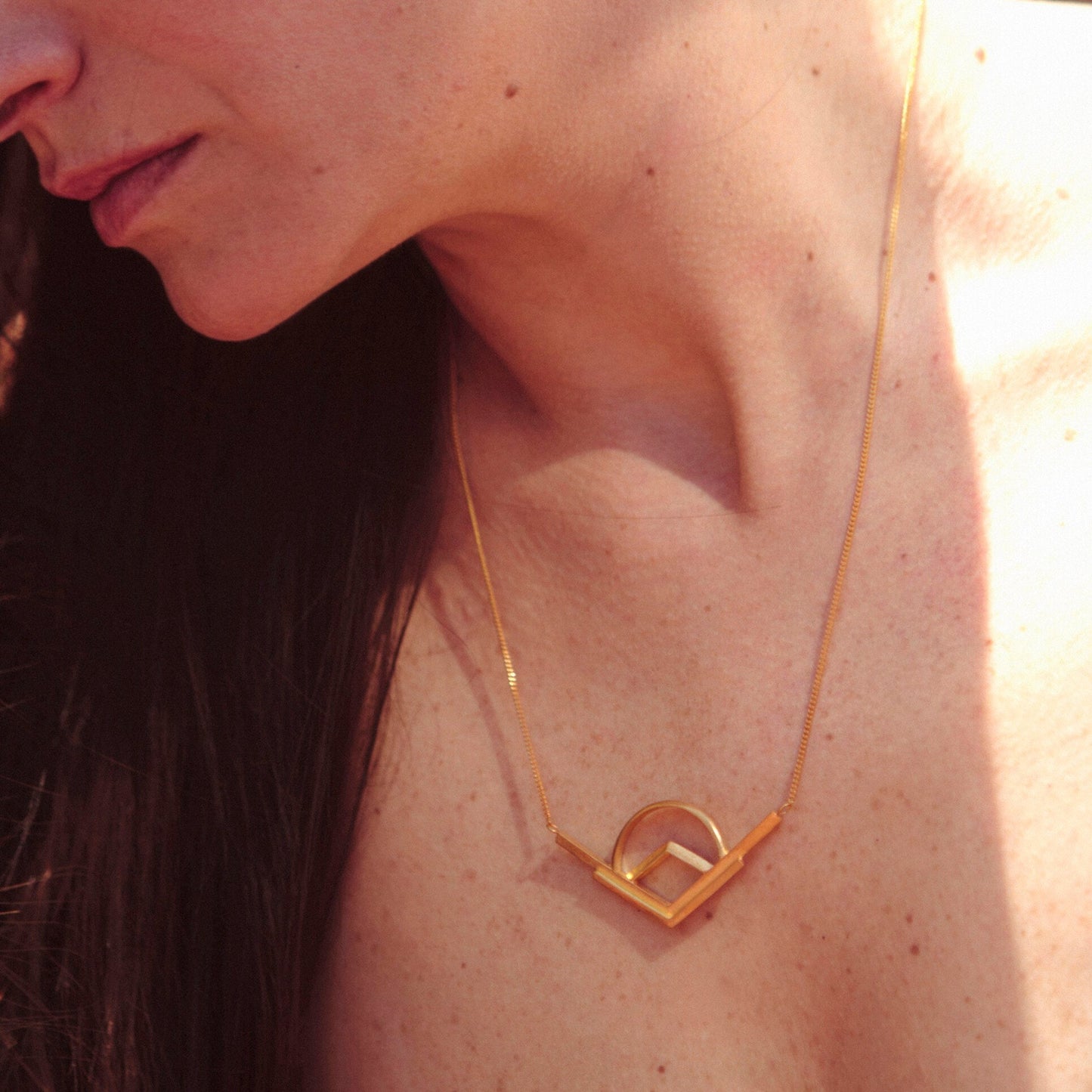 Double Arrow + RV Semi-Circle Necklace