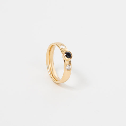 Anel de Noivado - Safira + Diamantes