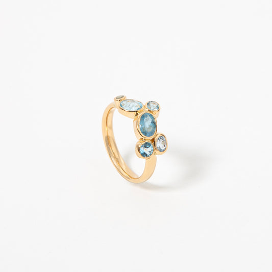 Anel de Noivado - Águas-marinhas